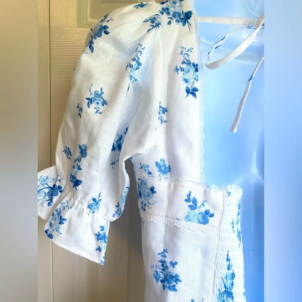 New Reformation Evianna Linen Floral Mini Dress - Picture 12 of 16